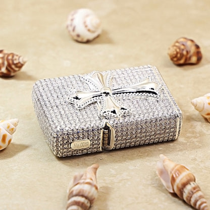 Zippo Silver Full Crystal Pavé Gothic Cross Emblem Shell Lighter - CM111