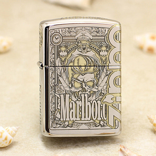 Zippo Silver Mirror Finish Marlboro Ram Leader Lighter - MC06