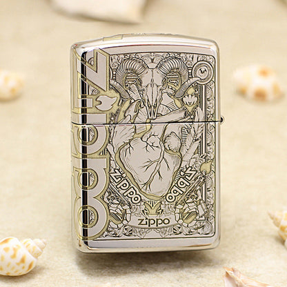 Zippo Silver Mirror Finish Marlboro Ram Leader Lighter - MC06