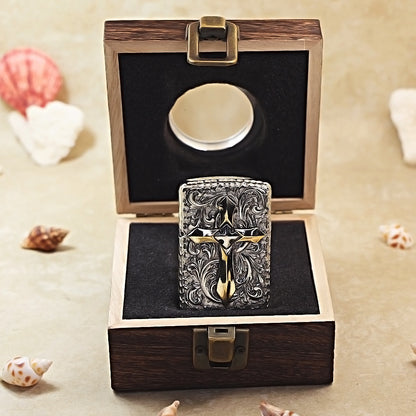 Zippo Silver Vintage Glory Cross Shell Case - CM65