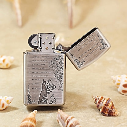 Zippo Slim Antique Silver Starry Sky Feline Spirit Shell Case - CM99