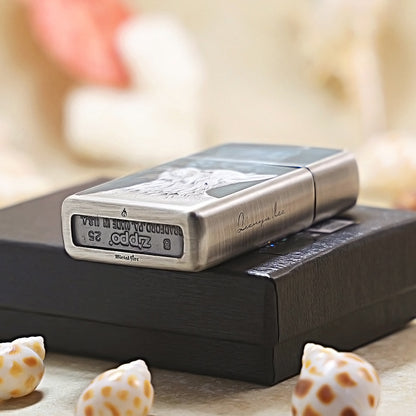 Zippo Slim Antique Silver Starry Sky Feline Spirit Shell Case - CM99