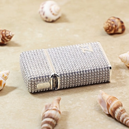Zippo Slim Silver Full Crystal Pavé "Zi" Emblem Shell Lighter - CM105