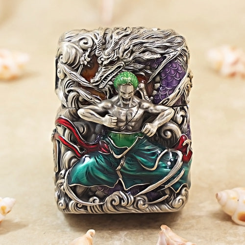 Zippo Smoked Chrome Zoro Flying Dragon In The Sky Emblem - CM79