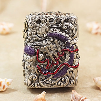 Zippo Smoked Chrome Zoro Flying Dragon In The Sky Emblem - CM79