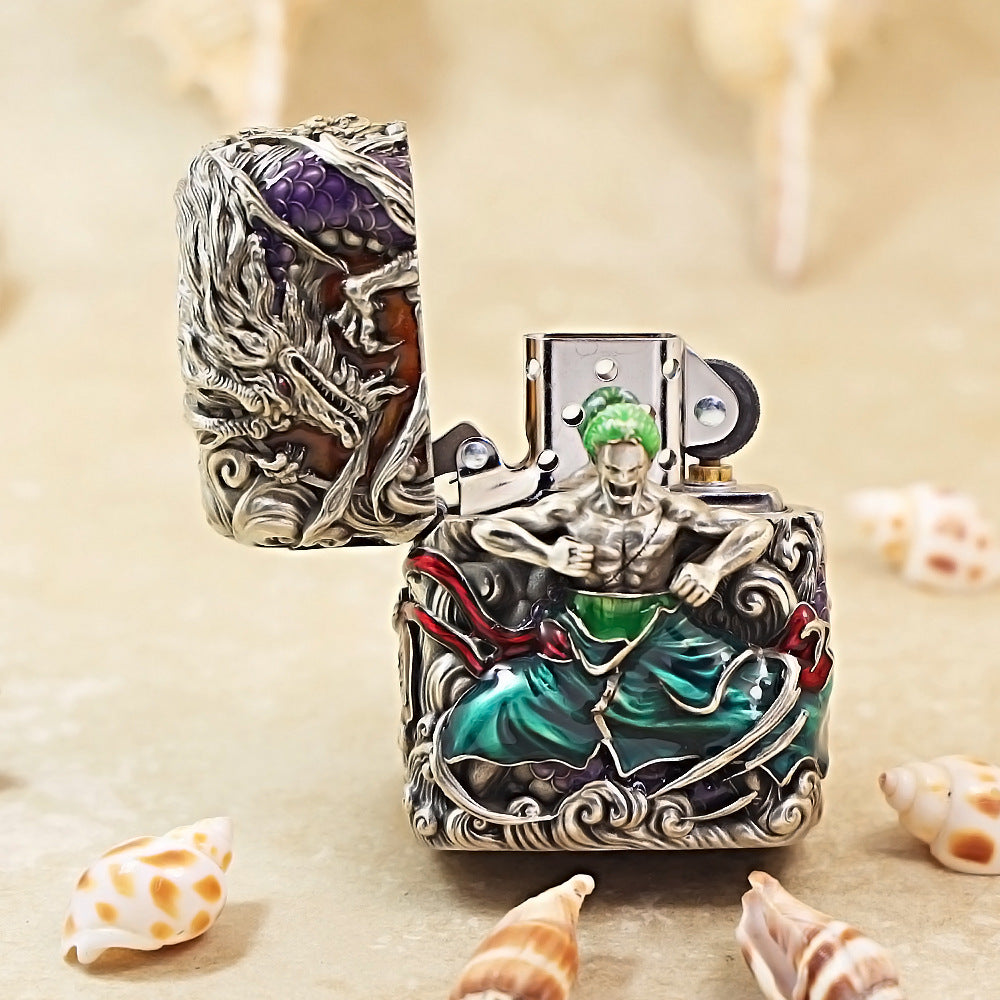 Zippo Smoked Chrome Zoro Flying Dragon In The Sky Emblem - CM79