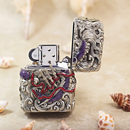 Zippo Smoked Chrome Zoro Flying Dragon In The Sky Emblem - CM79