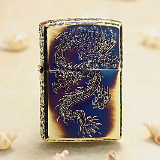 Zippo Smoked Gold Soaring Dragon Emblem - JP75