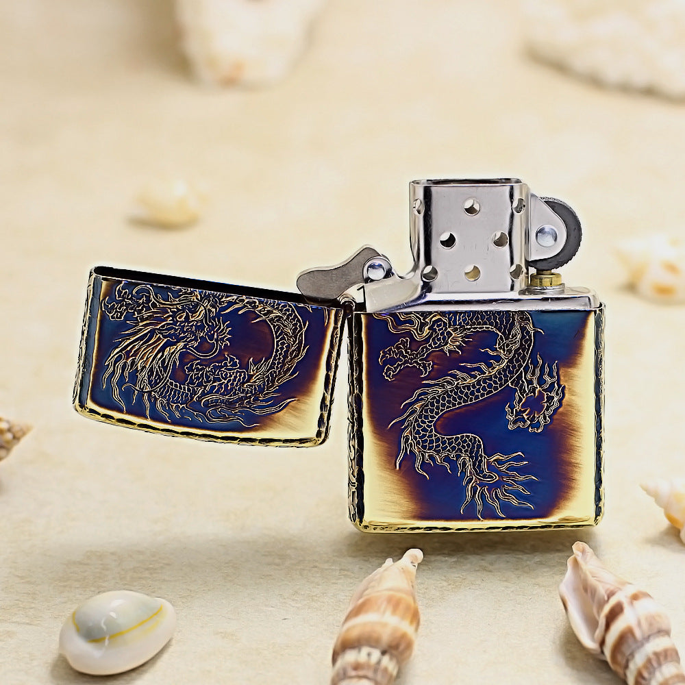 Zippo Smoked Gold Soaring Dragon Emblem - JP75