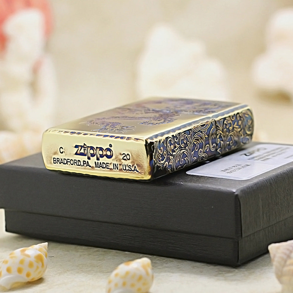 Zippo Smoked Gold Soaring Dragon Emblem - JP75