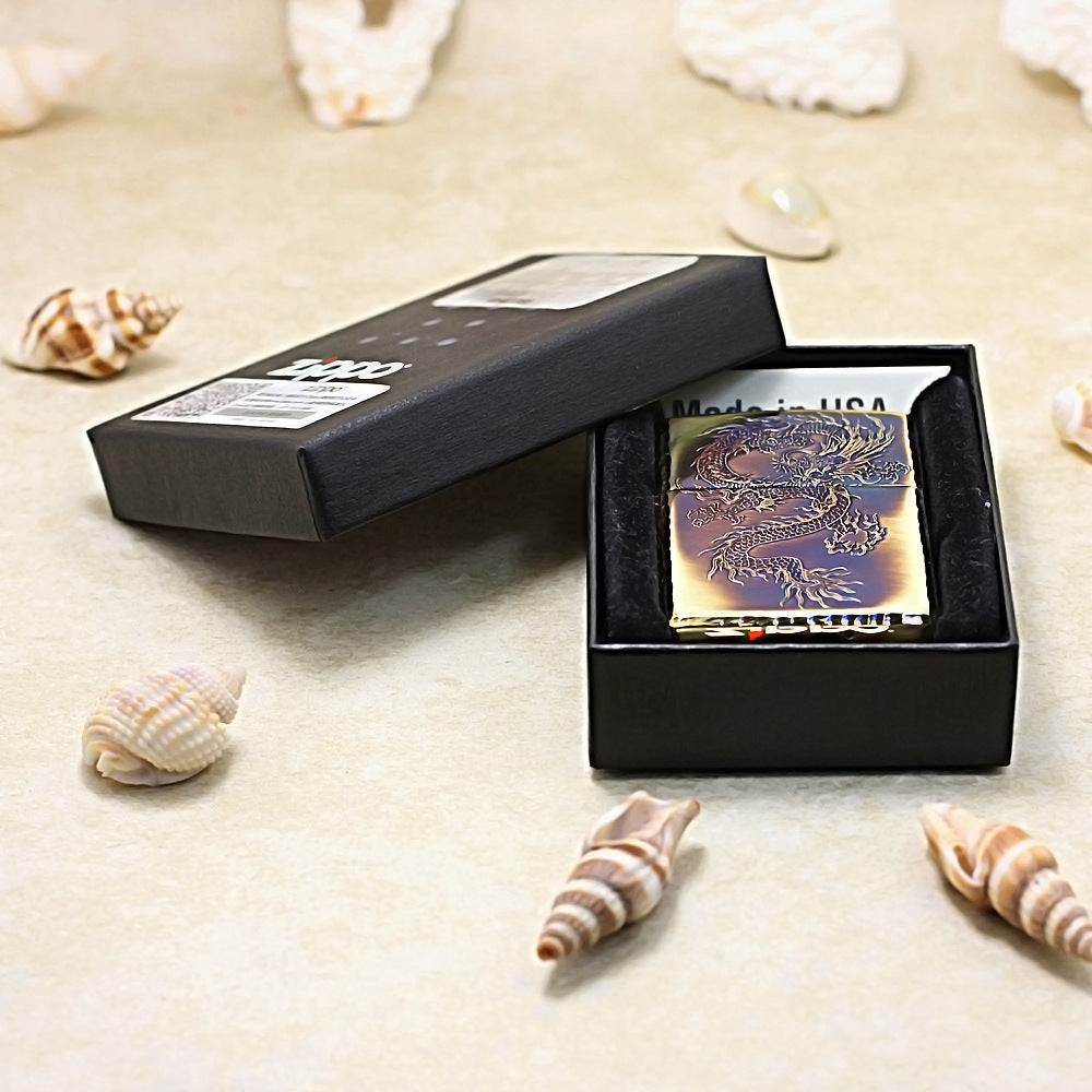 Zippo Smoked Gold Soaring Dragon Emblem - JP75
