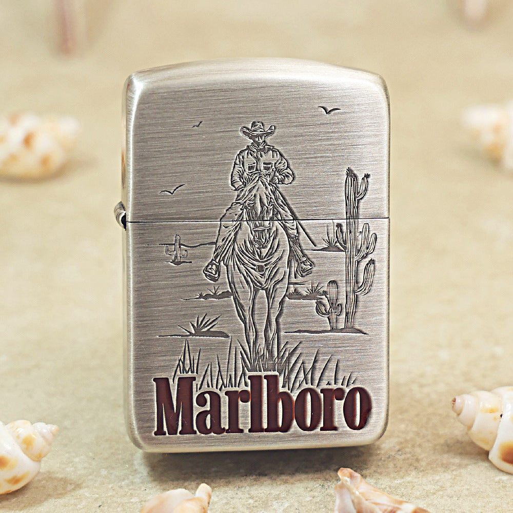 Zippo Smoked Silver Marlboro Gunslinger Lighter - MC22