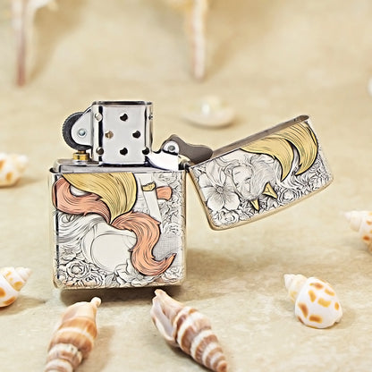 Zippo Sterling Silver Exquisite Carved Sexy Nine-Tailed Fox Spirit Lighter- SS01