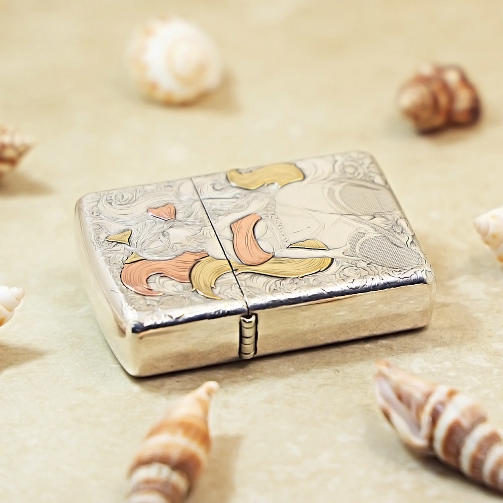 Zippo Sterling Silver Exquisite Carved Sexy Nine-Tailed Fox Spirit Lighter- SS01