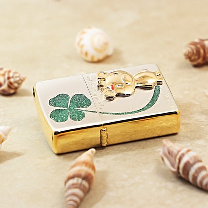 Zippo Two-Tone Gold and Silver I Finally Met You Clover Bear - JP74