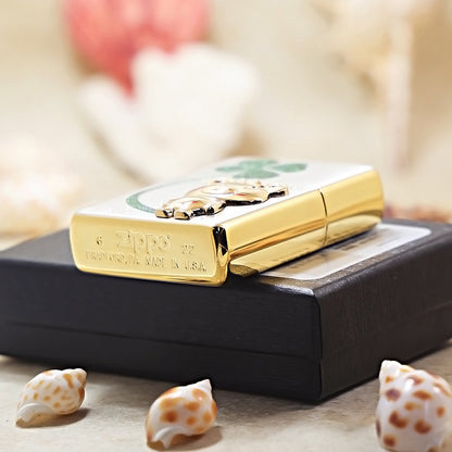 Zippo Two-Tone Gold and Silver I Finally Met You Clover Bear - JP74