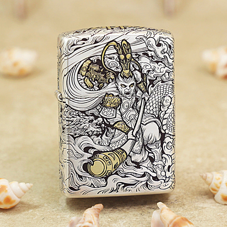Zippo Two-Tone Silver and Gold Sun Wukong Monkey King Emblem - DS159