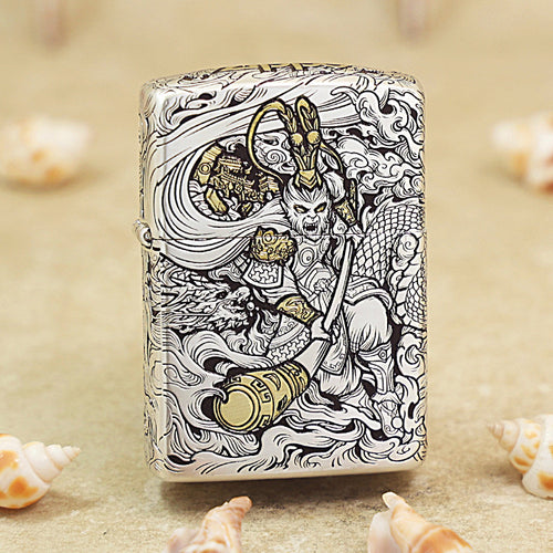 Zippo Two-Tone Silver and Gold Sun Wukong Monkey King Emblem - DS159