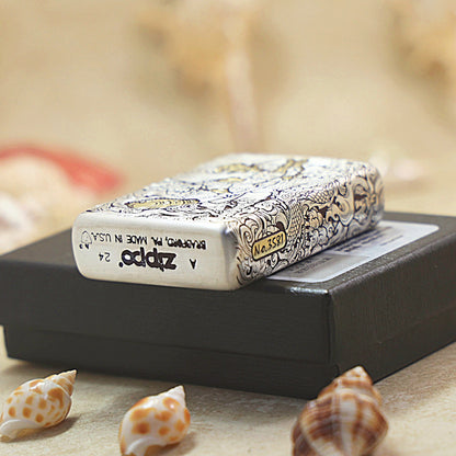 Zippo Two-Tone Silver and Gold Sun Wukong Monkey King Emblem - DS159