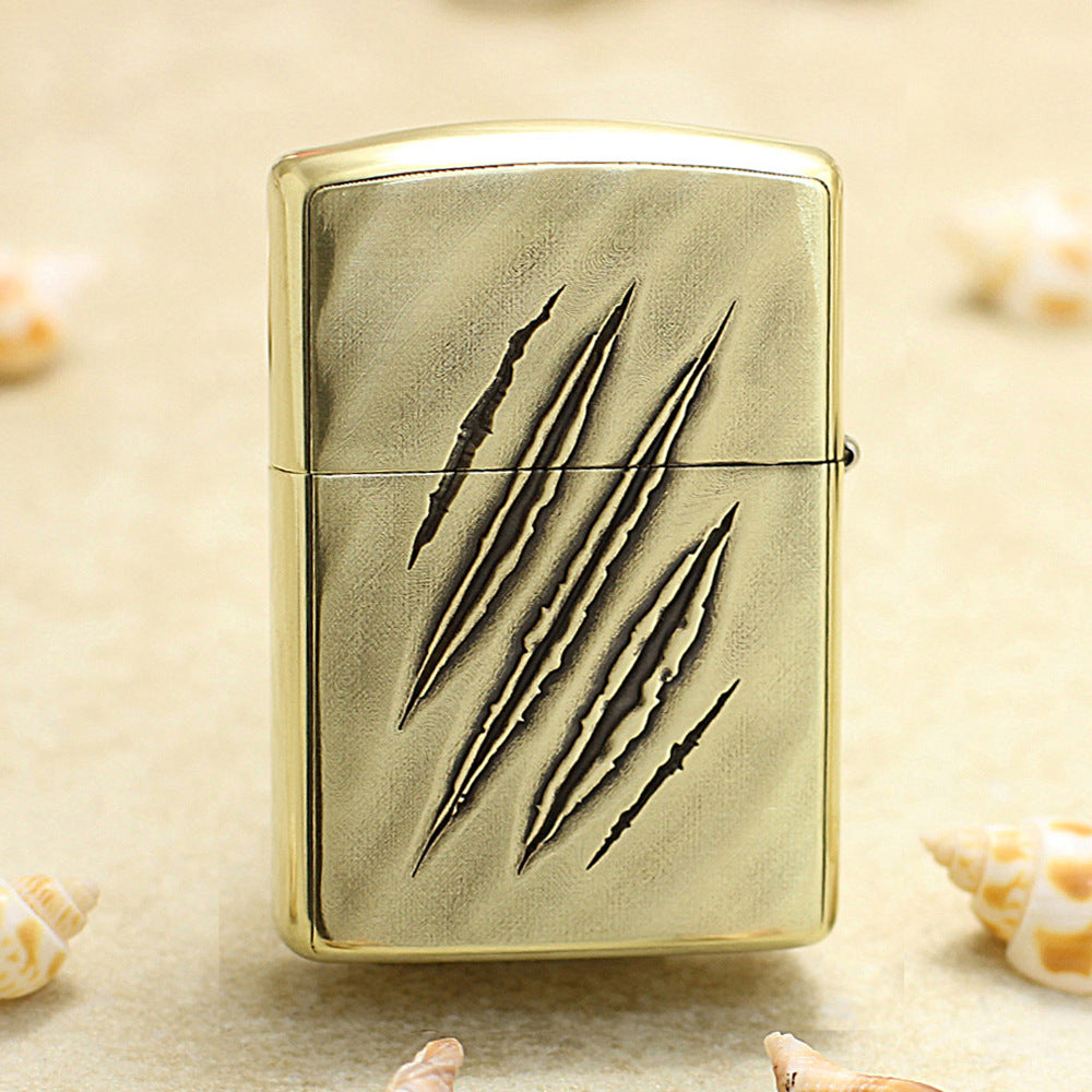 Zippo Antique Brass Deep Carved 3D Skull Tear and Gear - CC139