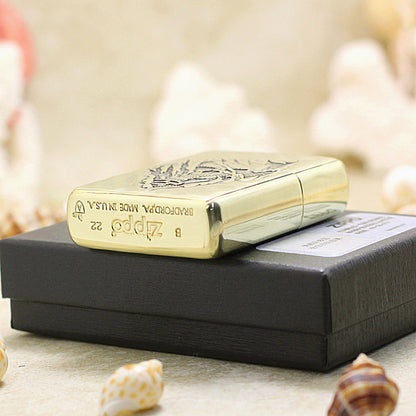 Zippo Antique Brass Deep Carved 3D Skull Tear and Gear - CC139