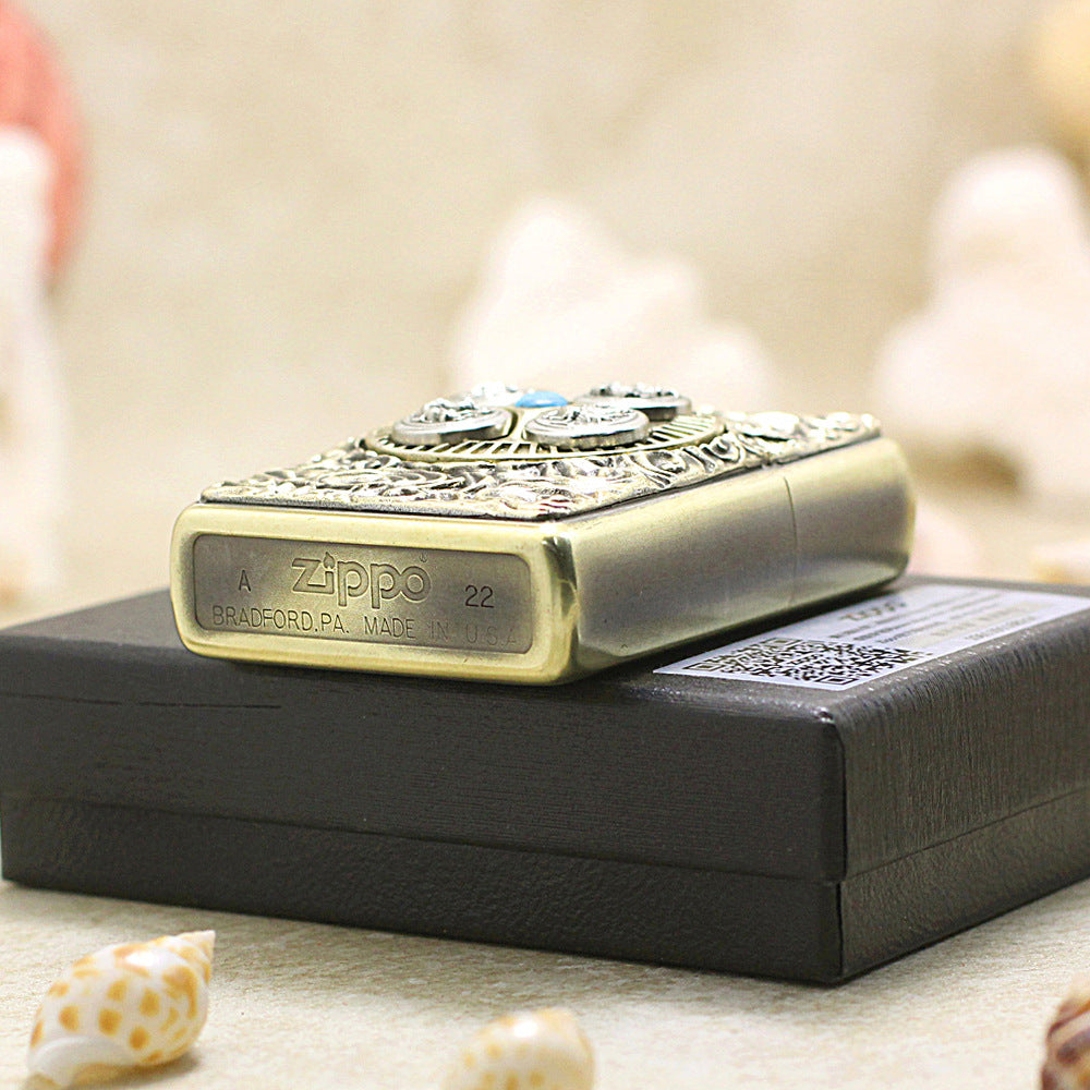 Zippo Antique Brass Four Symbols Amulet - DS155