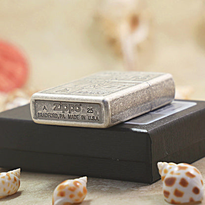 Zippo Antique Silver Classic Logo Evolution 205-DS90