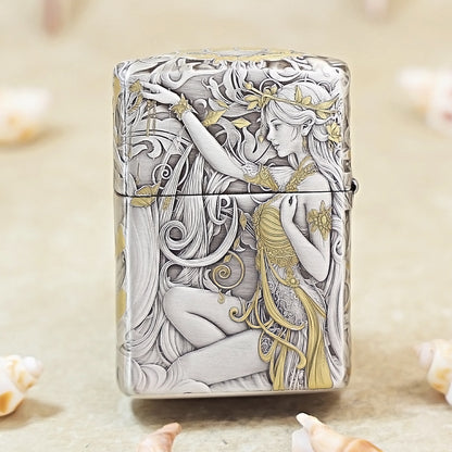 Zippo Antique Silver Two-Tone 'Butterfly & Beauty under Tang Blossoms' Series 162-DS05