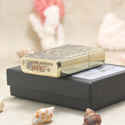 Zippo Armor Antique Brass Deep Carved Guardian Buddha and Cobra - CC130