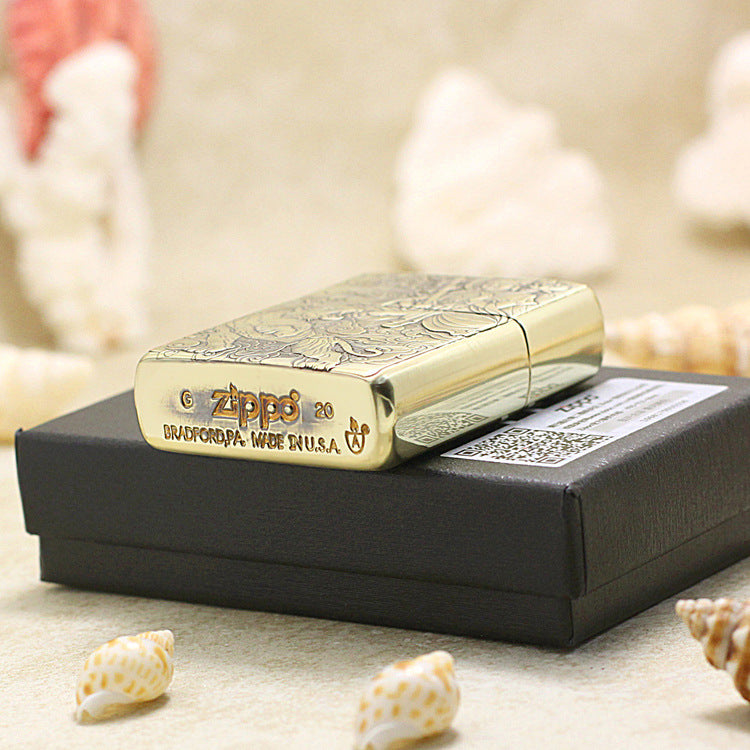 Zippo Armor Antique Brass Deep Carved Guardian Buddha and Tiger - CC115