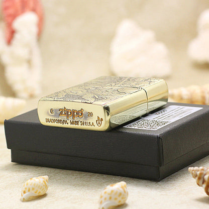 Zippo Armor Antique Brass Deep Carved Guardian Buddha and Tiger - CC115