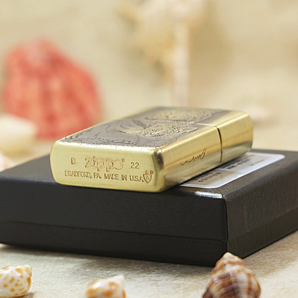 Zippo Armor Antique Brass Mother and Cub Tigers - CC102