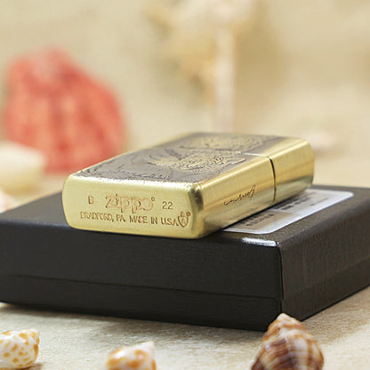 Zippo Armor Antique Brass Mother and Cub Tigers - CC102