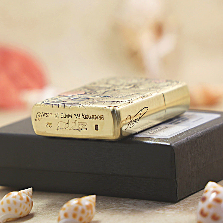 Zippo Armor Antique Brass Tang Lion and Beauty - CC76