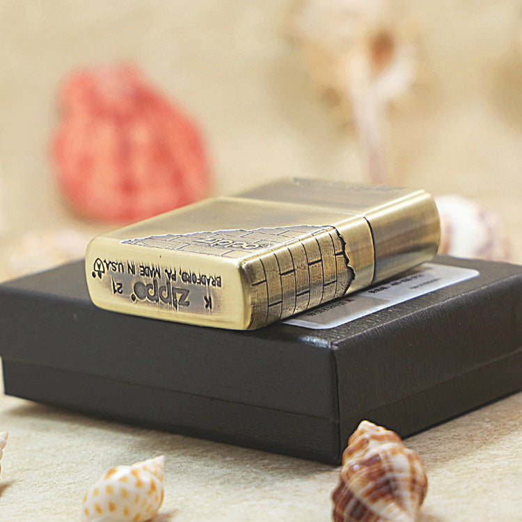 Zippo Armor Antique Brass with 'Breaking Wall' Engraving - JP41