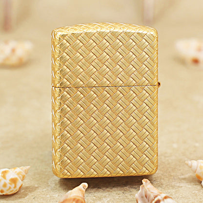 Zippo Armor Cross Weave Sand Gold Finish 162-DS45