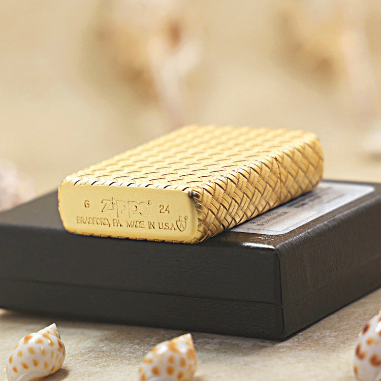 Zippo Armor Cross Weave Sand Gold Finish 162-DS45