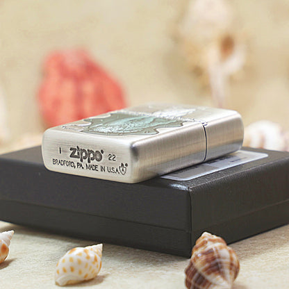 Zippo Armor Smoked Chrome 'Heart Has a Fierce Tiger' - DS144