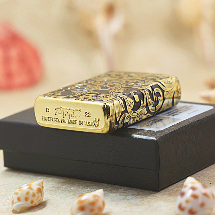 Zippo Black & Gold Floral Elegance 162-DS10