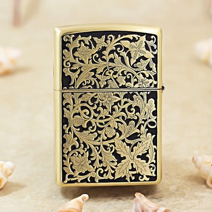 Zippo Black & Gold Relief Lush Floral and Butterfly - CS13