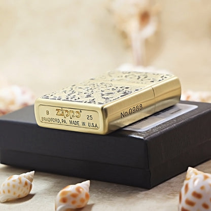 Zippo Black & Gold Relief Lush Floral and Butterfly - CS13
