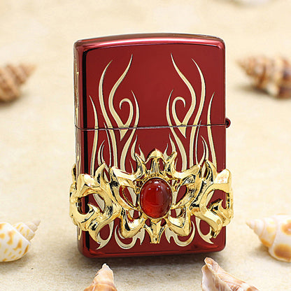 Zippo Blazing Flame with Red Gem (Red Ice Finish) - JP07