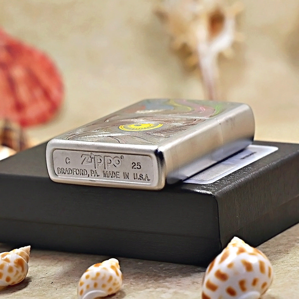 Zippo Brushed Chrome Color Filled Stylized Eye with Sun Iris - SC02