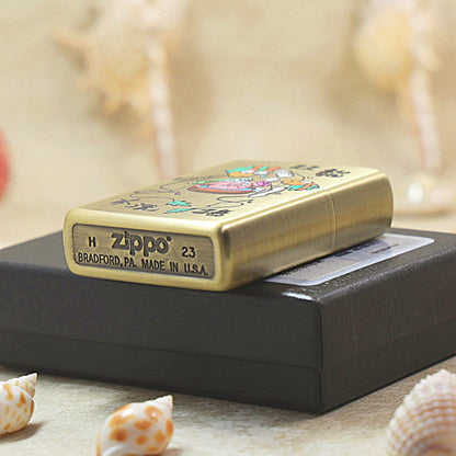 Zippo Brushed Smoked Brass 'Two Dragons Washing a Pig' - DS130