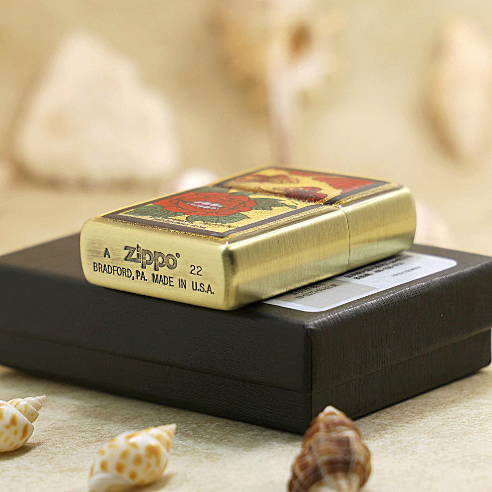 Zippo Butterfly & Peony Gold Plate - Animal & Floral Series - JP60