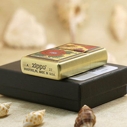 Zippo Butterfly & Peony Gold Plate - Animal & Floral Series - JP60