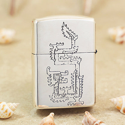 Zippo Embossed Enamel 'Prosperous Dragon' Silver-Plated 162-DS62