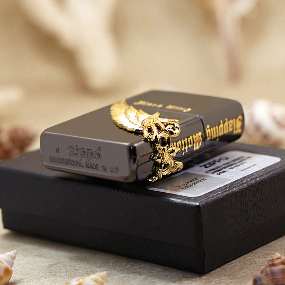 Zippo Flare Wing (Black Ice & Gold Wing) - JP28