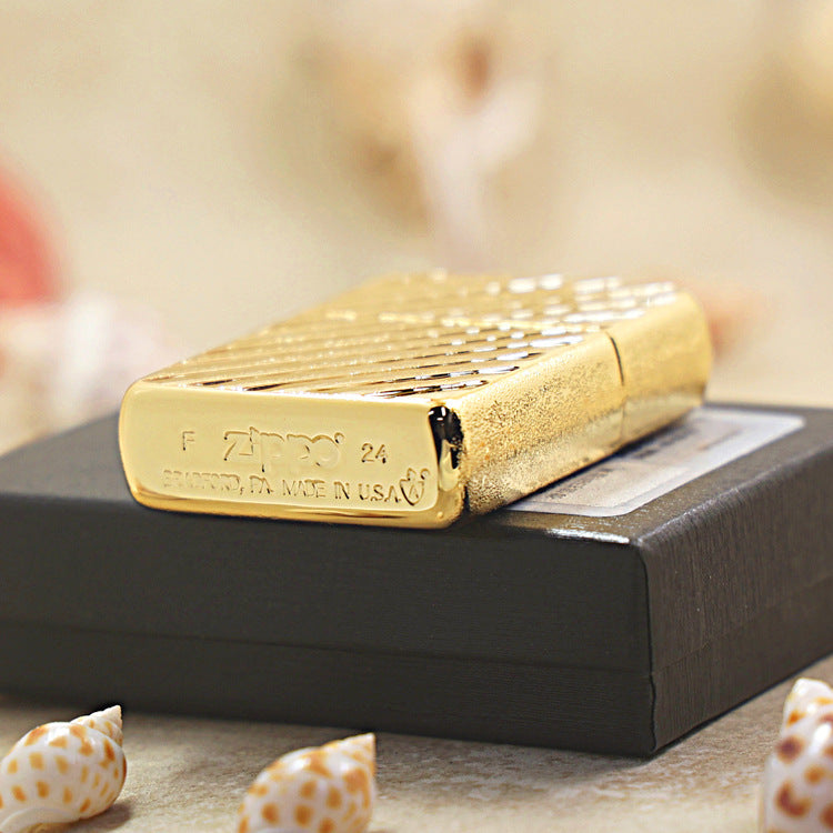 Zippo Gold Diagonal Line Pattern 162-DS100