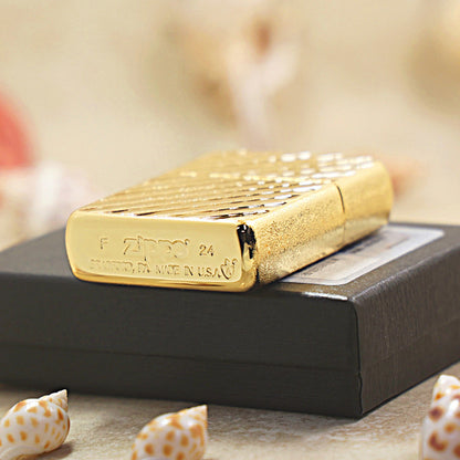 Zippo Gold Diagonal Line Pattern 162-DS100